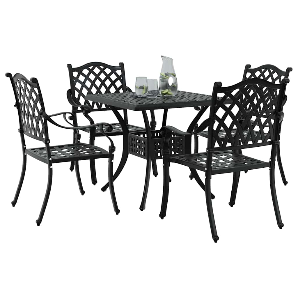 Gartentisch Set 5 pcs Schwarz Gussaluminium