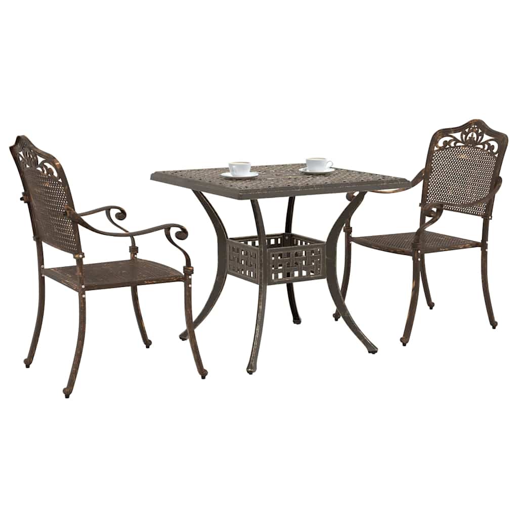 Gartentisch Set 3 pcs Bronze Gussaluminium