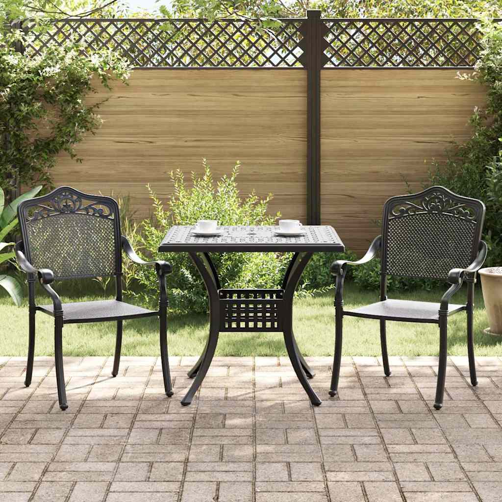 Gartentisch Set 3 pcs Schwarz Gussaluminium