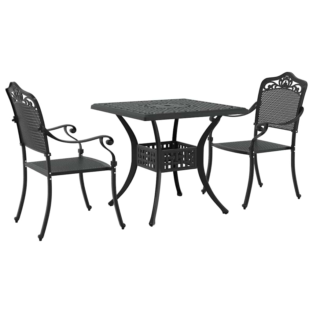 Gartentisch Set 3 pcs Schwarz Gussaluminium