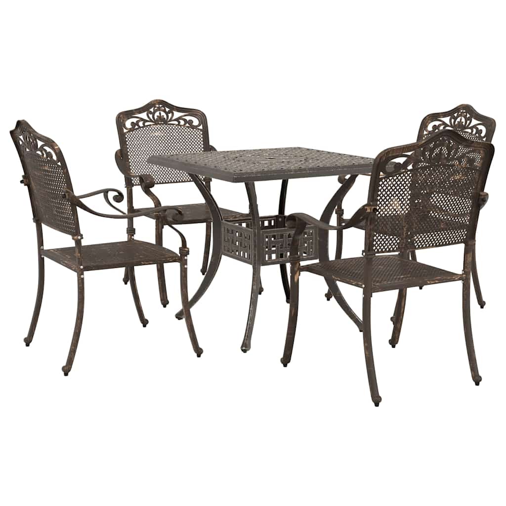 Gartentisch Set 5 pcs Bronze Gussaluminium