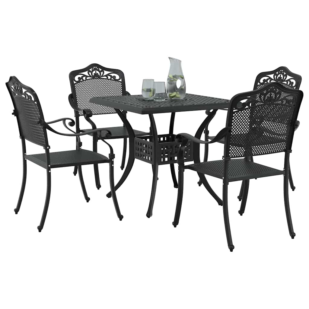 Gartentisch Set 5 pcs Schwarz Gussaluminium