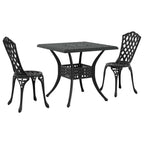 Gartentisch Set 3 pcs Schwarz Gussaluminium