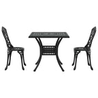 Gartentisch Set 3 pcs Schwarz Gussaluminium
