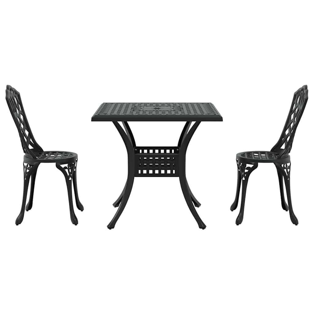 Gartentisch Set 3 pcs Schwarz Gussaluminium