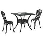 Gartentisch Set 3 pcs Schwarz Gussaluminium