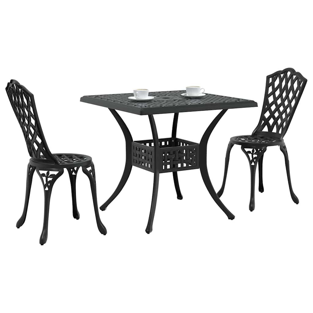Gartentisch Set 3 pcs Schwarz Gussaluminium