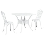 Gartentisch Set 3 pcs Weiß Gussaluminium