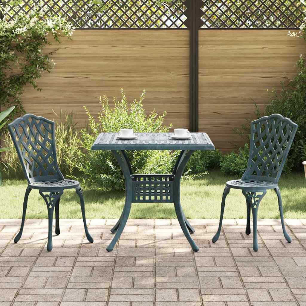 Gartentisch Set 3 pcs Grün Gussaluminium