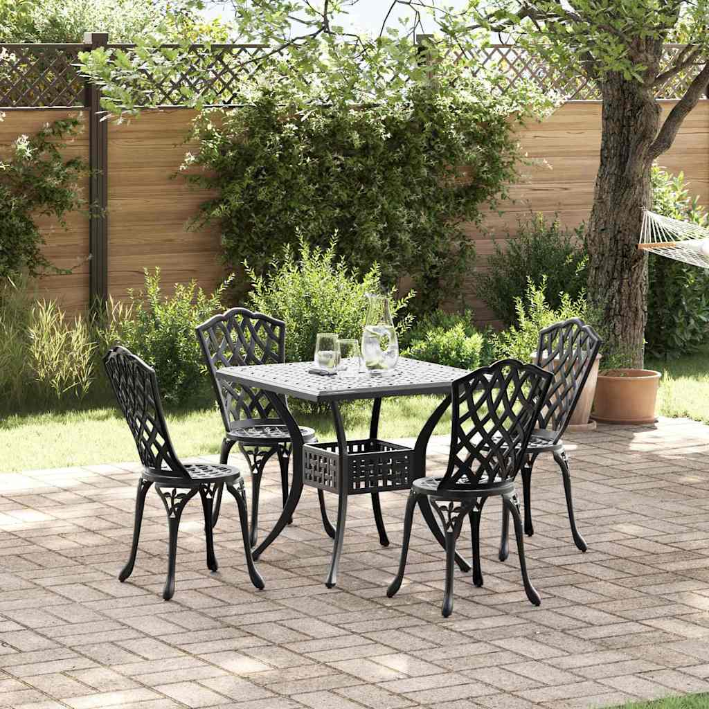 Gartentisch Set 5 pcs Schwarz Gussaluminium