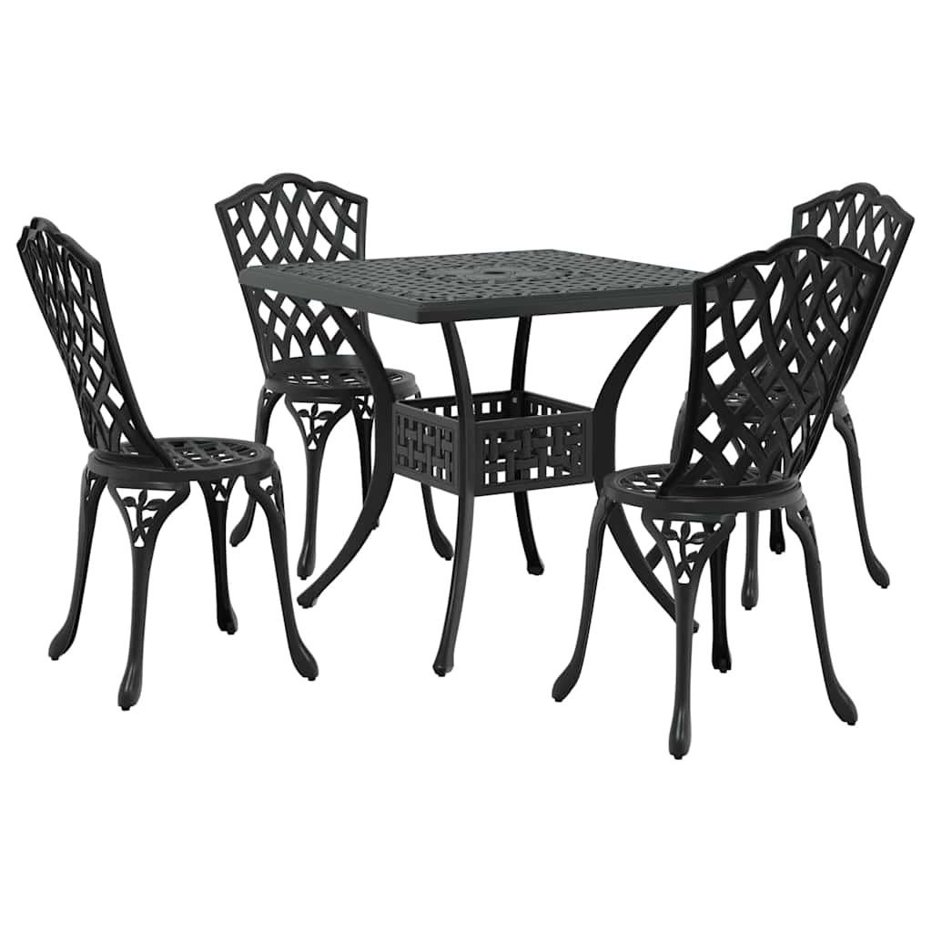 Gartentisch Set 5 pcs Schwarz Gussaluminium