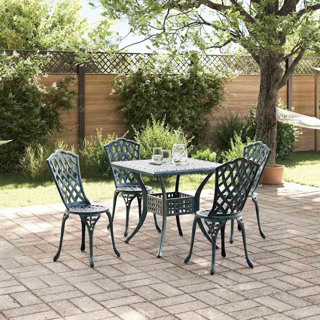 Gartentisch Set 5 pcs Grün Gussaluminium