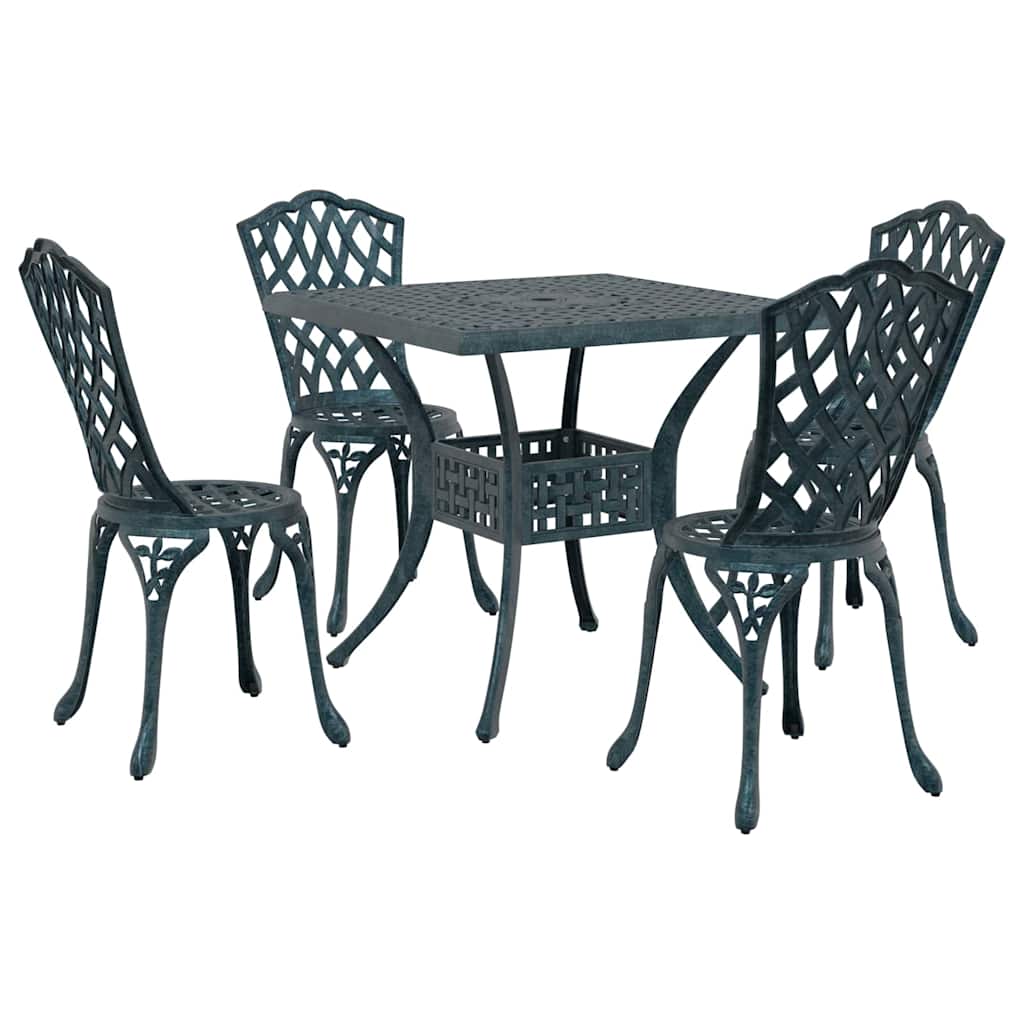 Gartentisch Set 5 pcs Grün Gussaluminium