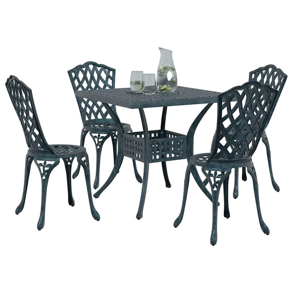 Gartentisch Set 5 pcs Grün Gussaluminium
