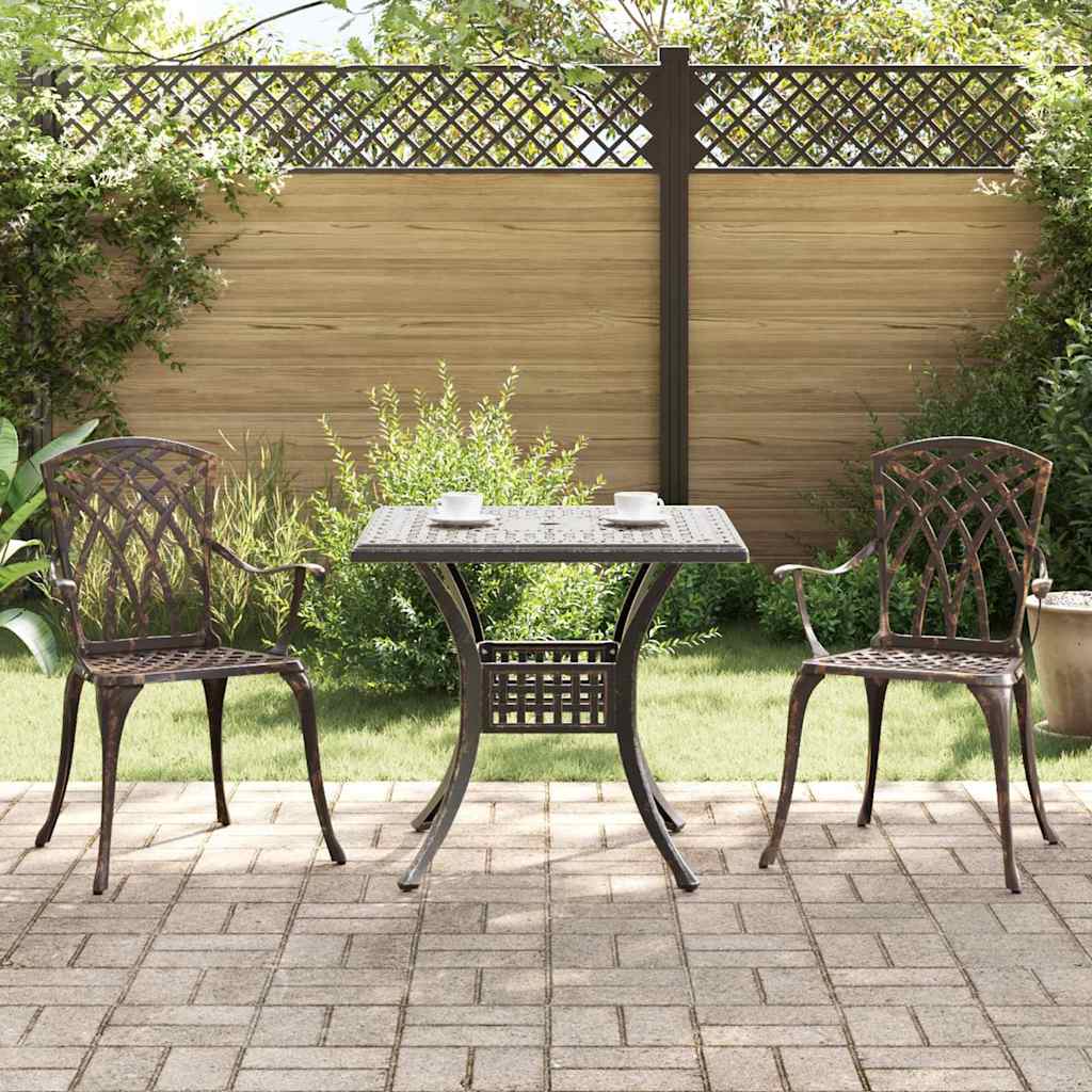 Gartentisch Set 3 pcs Bronze Gussaluminium