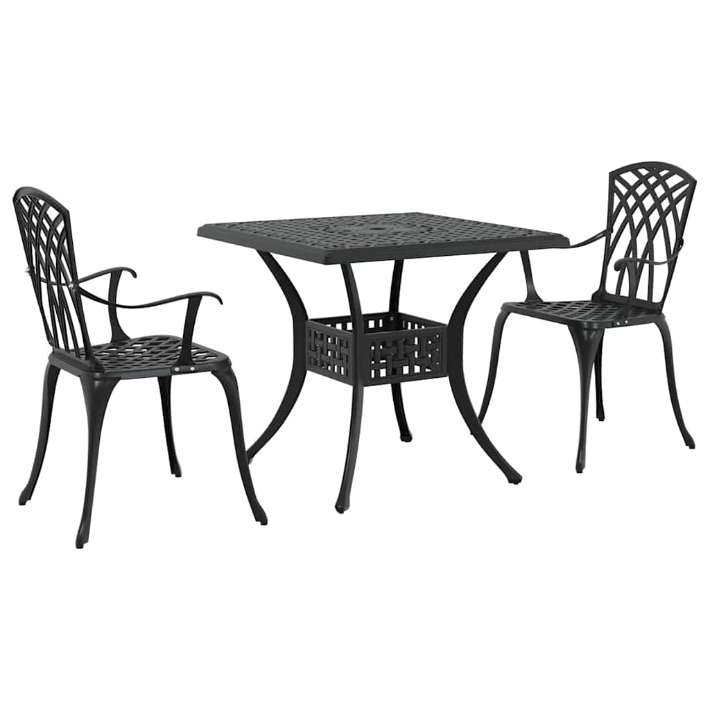 Gartentisch Set 3 pcs Schwarz Gussaluminium