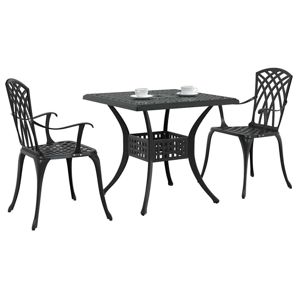 Gartentisch Set 3 pcs Schwarz Gussaluminium