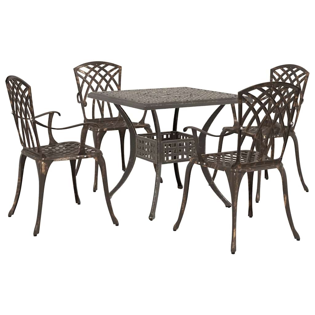 Gartentisch Set 5 pcs Bronze Gussaluminium