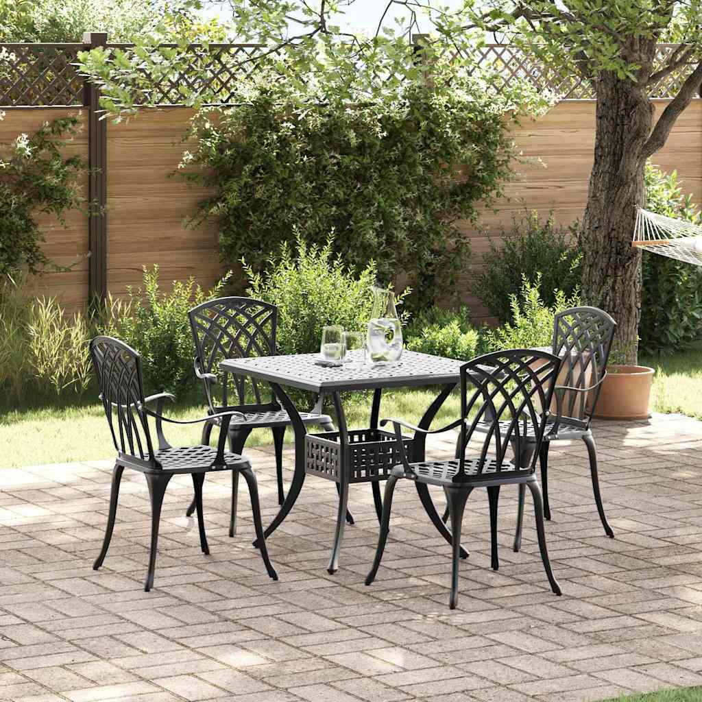Gartentisch Set 5 pcs Schwarz Gussaluminium