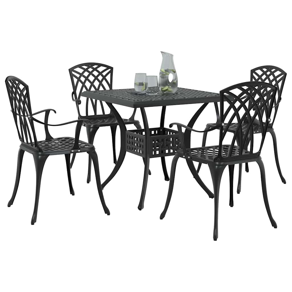 Gartentisch Set 5 pcs Schwarz Gussaluminium