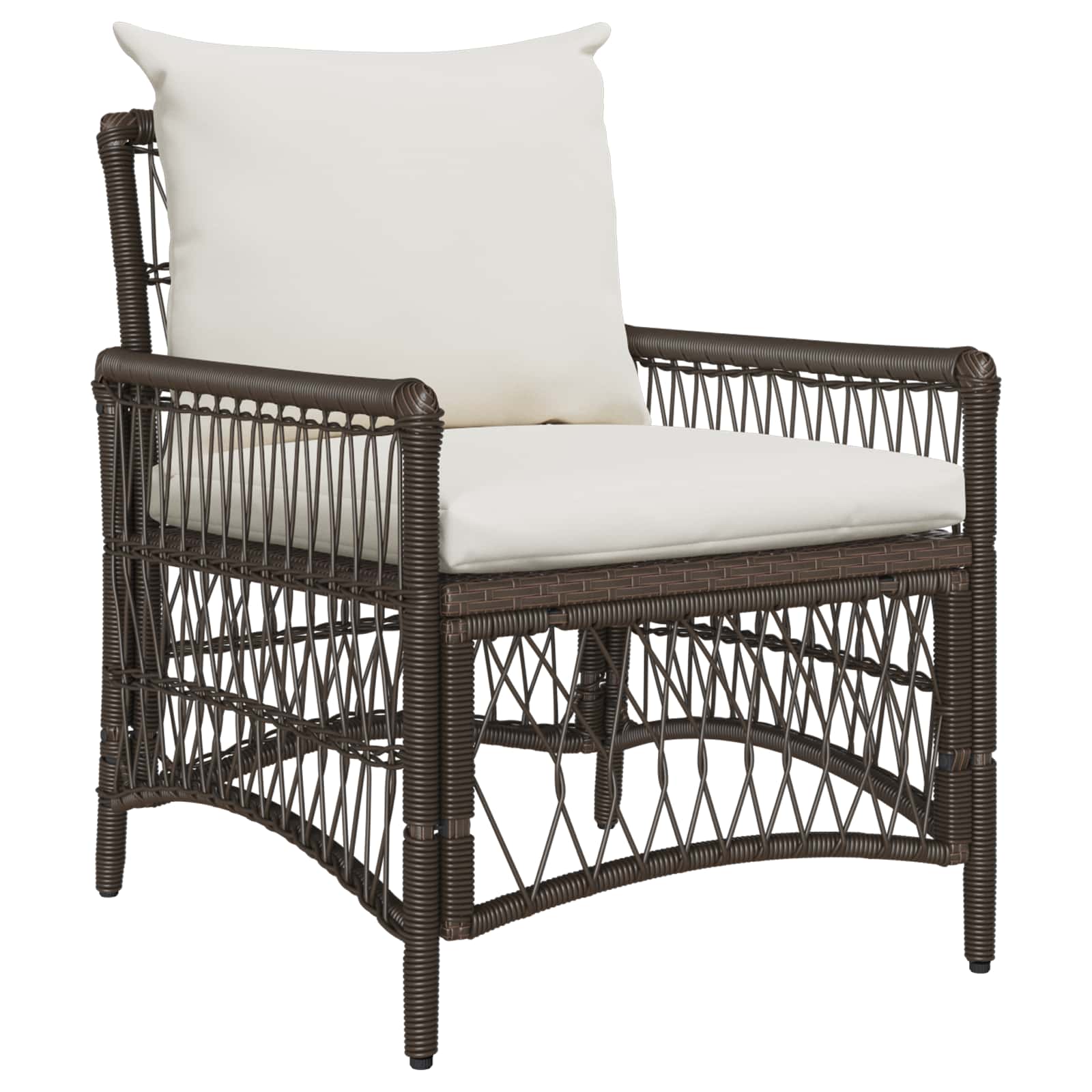 Gartenstuhl mit Kissen Braun 73 x 61 x 77 cm Poly-Rattan