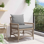 Gartenstuhl mit Kissen Beige 73 x 61 x 77 cm Poly-Rattan