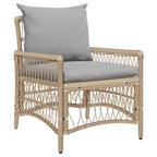 Gartenstuhl mit Kissen Beige 73 x 61 x 77 cm Poly-Rattan