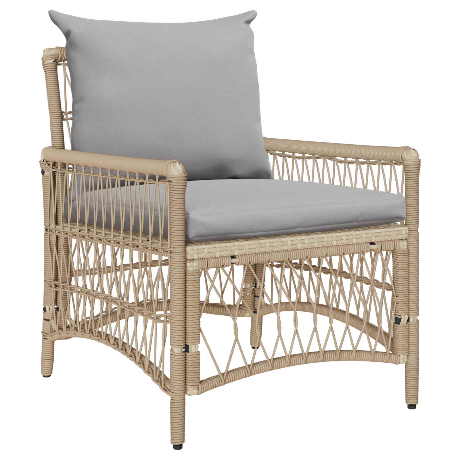 Gartenstuhl mit Kissen Beige 73 x 61 x 77 cm Poly-Rattan