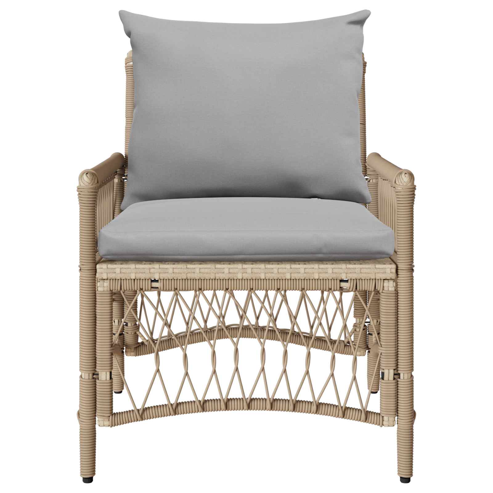 Gartenstuhl mit Kissen Beige 73 x 61 x 77 cm Poly-Rattan