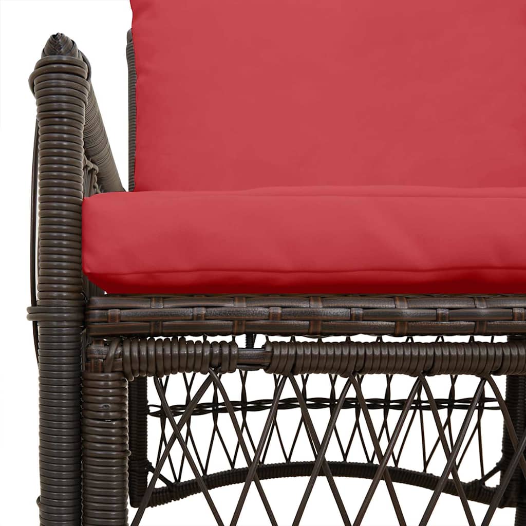 Gartenstuhl mit Kissen Braun 73 x 61 x 77 cm Poly-Rattan