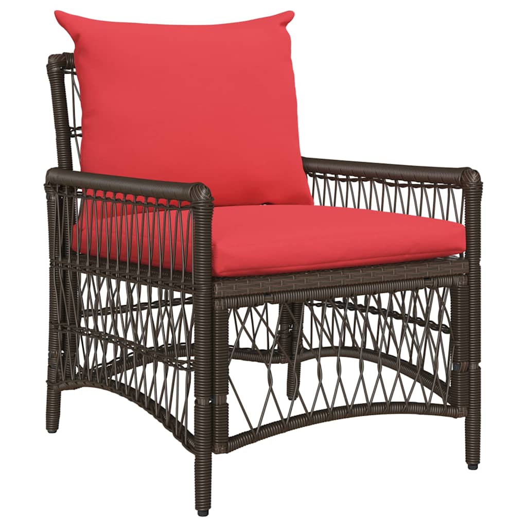 Gartenstuhl mit Kissen Braun 73 x 61 x 77 cm Poly-Rattan