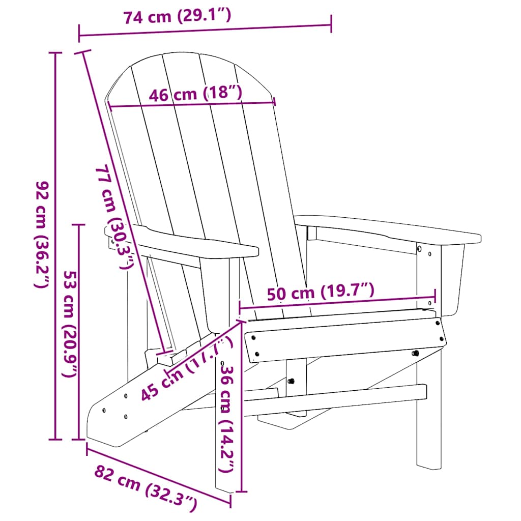 Adirondack-Stuhl Marineblau 82 x 74 x 92 cm HDPE