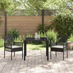 Garten Essgruppe 3 pcs Schwarz Poly-Rattan