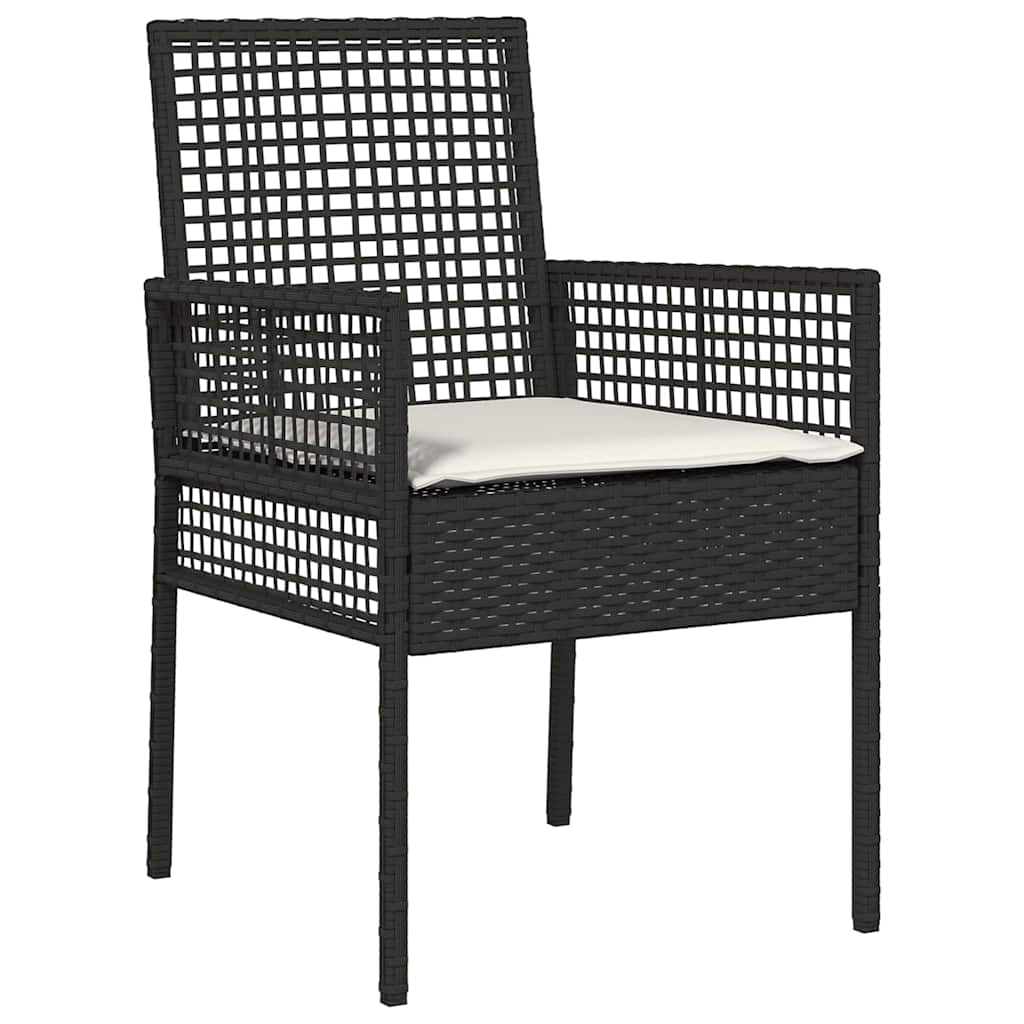 Garten Essgruppe 3 pcs Schwarz Poly-Rattan
