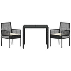 Garten Essgruppe 3 pcs Schwarz Poly-Rattan