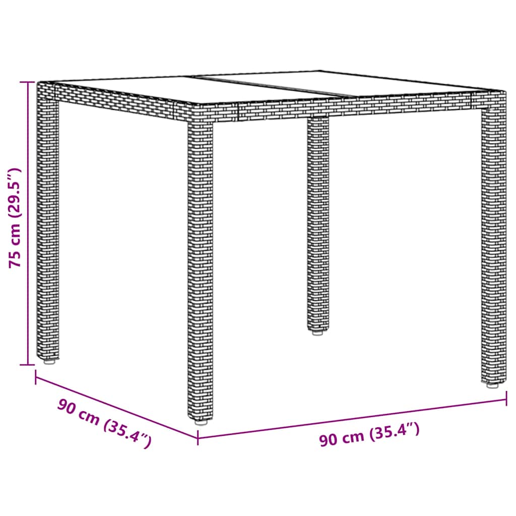 Garten Essgruppe 3 pcs Schwarz Poly-Rattan