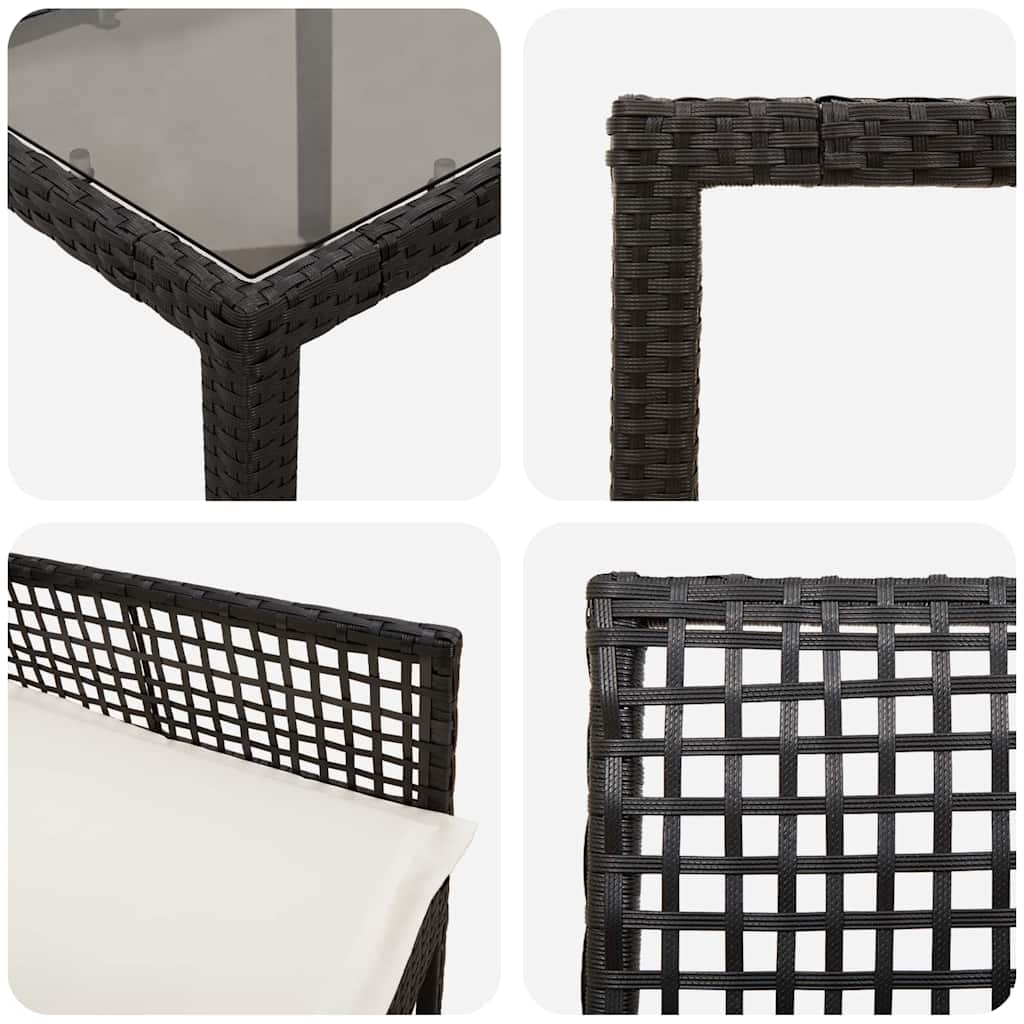 Garten Essgruppe 5 pcs Schwarz Poly-Rattan