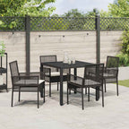 Garten Essgruppe 5 pcs Schwarz Poly-Rattan