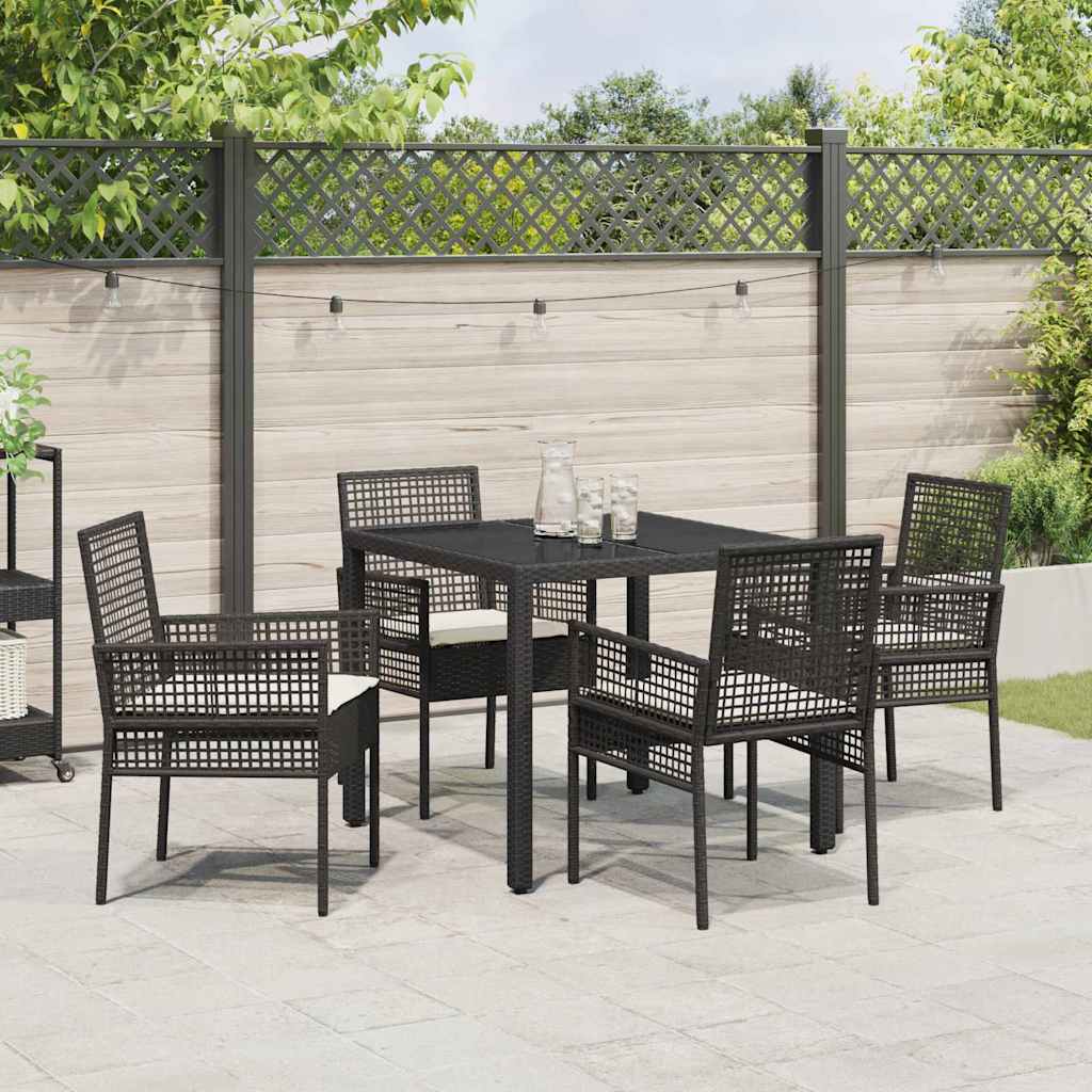 Garten Essgruppe 5 pcs Schwarz Poly-Rattan