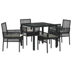 Garten Essgruppe 5 pcs Schwarz Poly-Rattan
