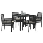 Garten Essgruppe 5 pcs Schwarz Poly-Rattan
