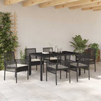 Garten Essgruppe 7 pcs Schwarz Poly-Rattan