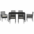 Garten Essgruppe 7 pcs Schwarz Poly-Rattan