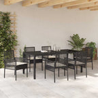 Garten Essgruppe 7 pcs Schwarz Poly-Rattan
