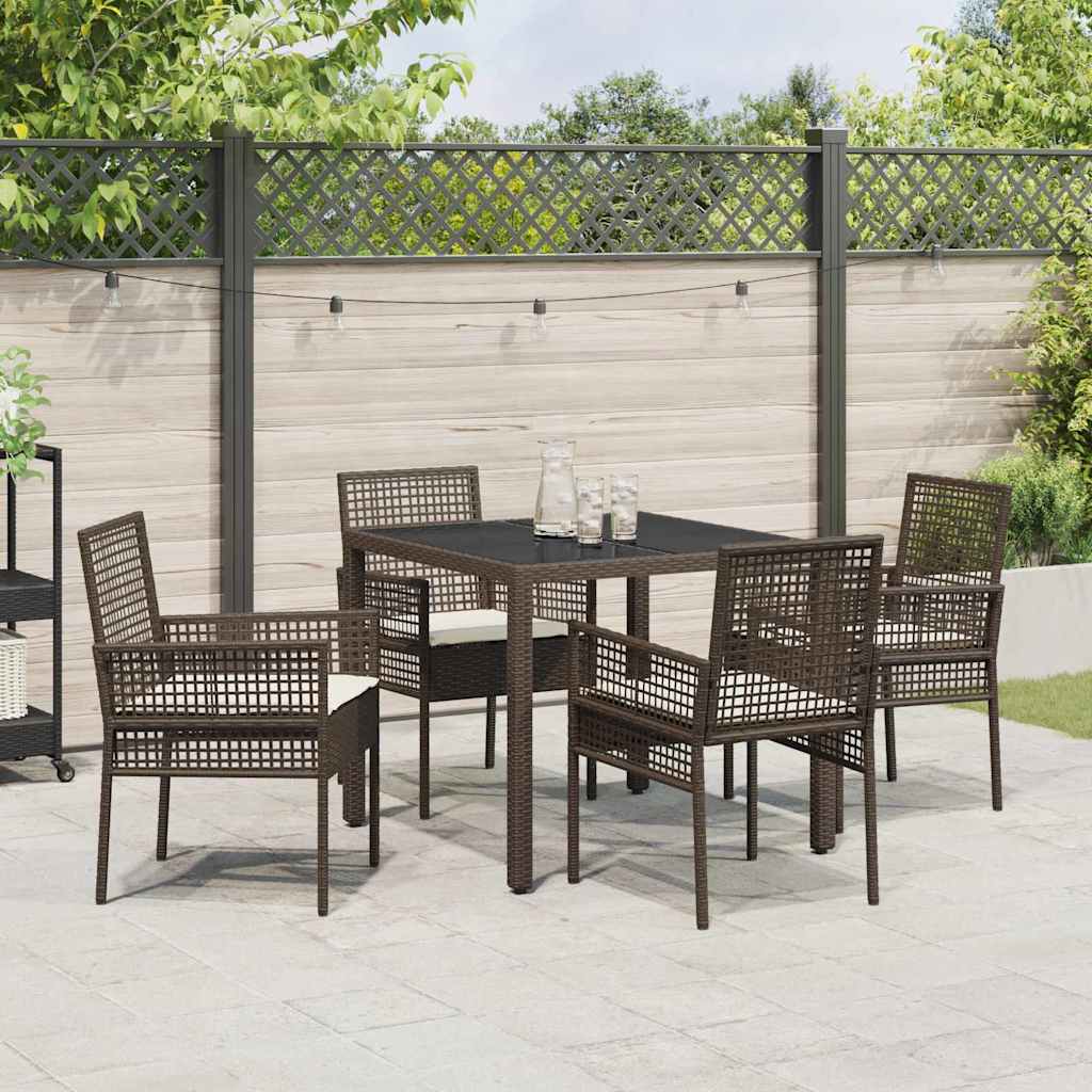 Garten Essgruppe 5 pcs Braun Poly-Rattan