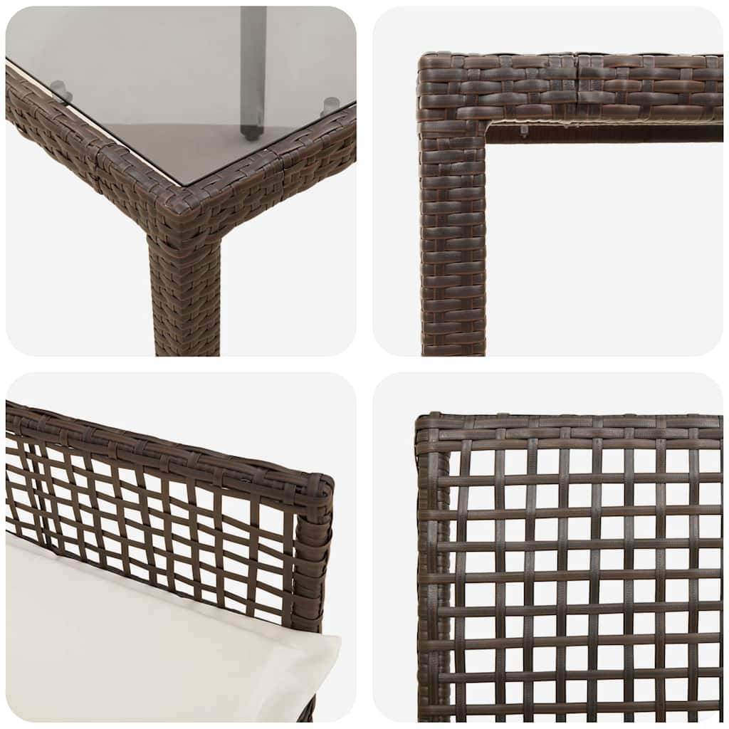Garten Essgruppe 5 pcs Braun Poly-Rattan