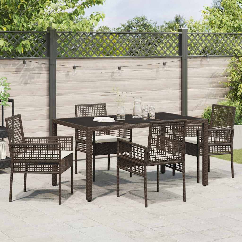 Garten Essgruppe 5 pcs Braun Poly-Rattan