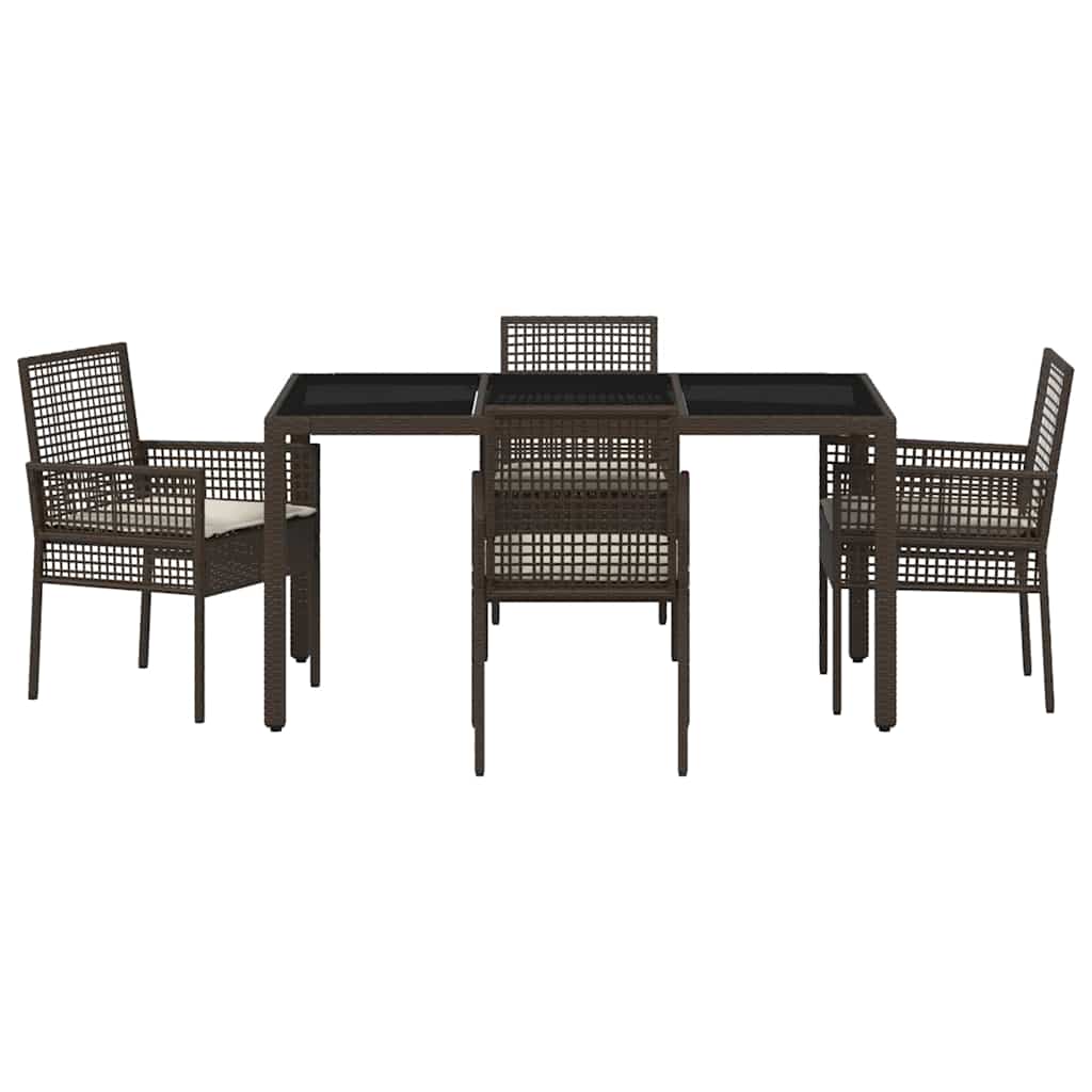 Garten Essgruppe 5 pcs Braun Poly-Rattan