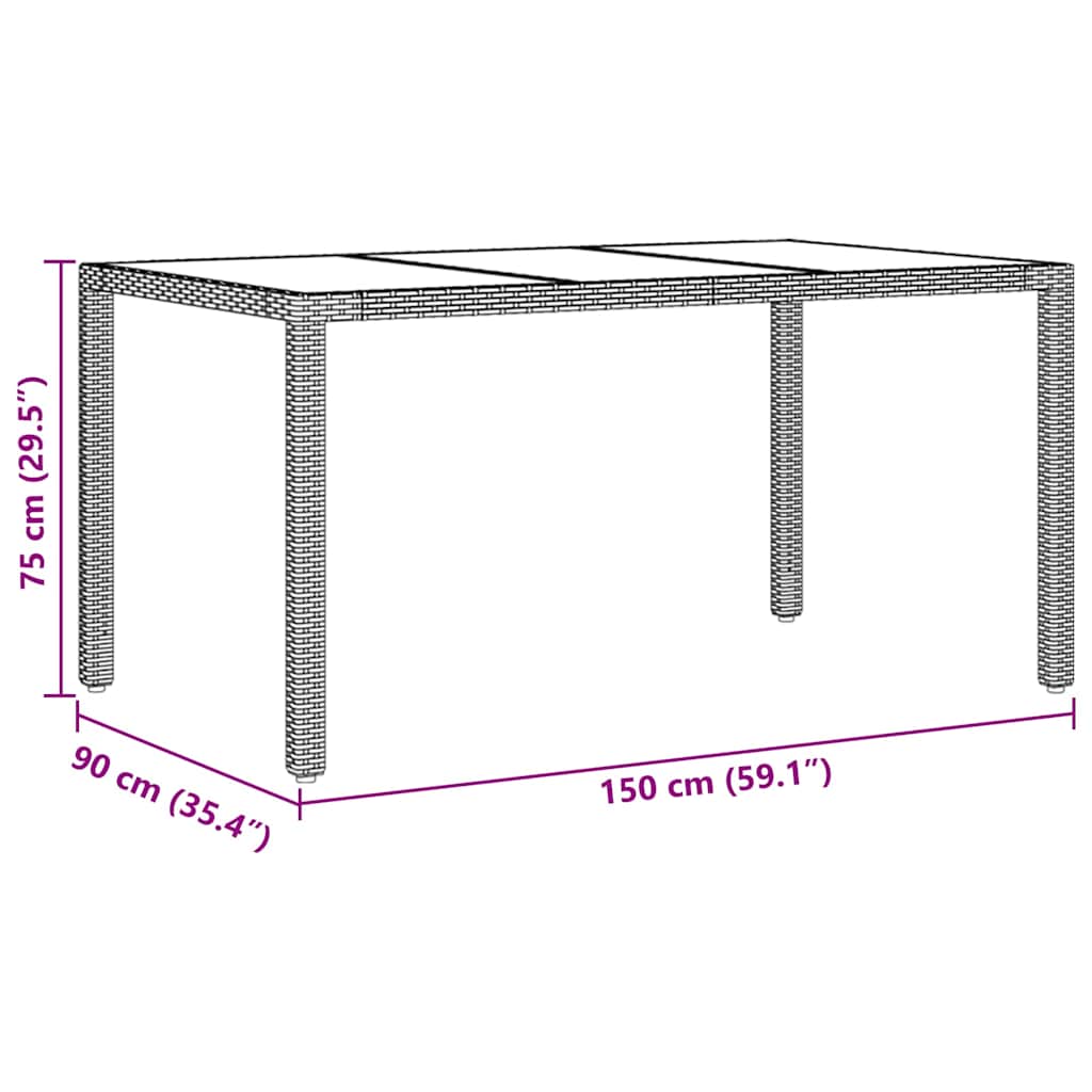 Garten Essgruppe 5 pcs Braun Poly-Rattan