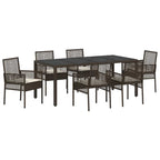 Garten Essgruppe 7 pcs Braun Poly-Rattan